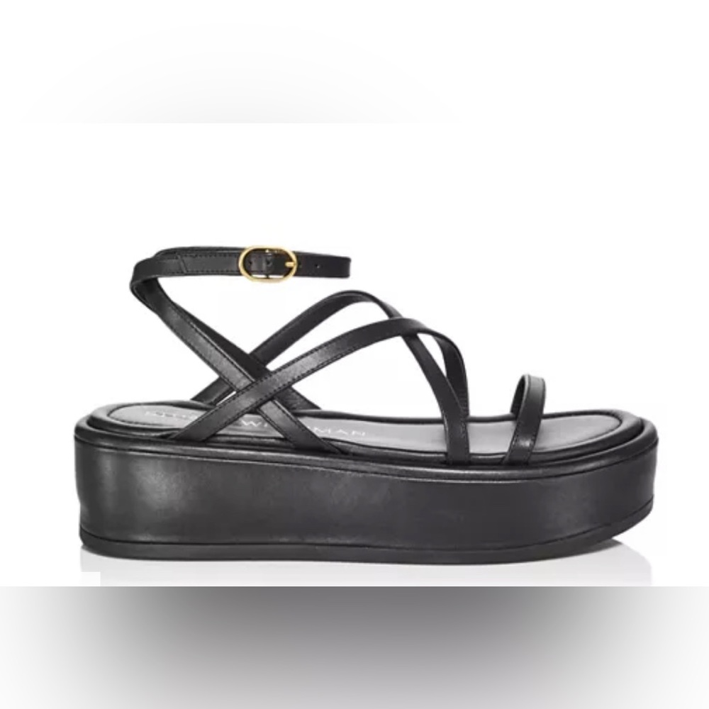 Stuart Weitzman SummerLift Leather Flatform Ankle-Strap Sandals 10